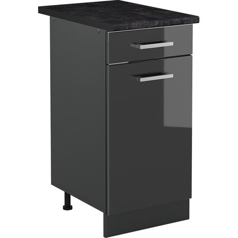 Mobiletto base cucina R-Line, Antracite lucido/Antracite, 40 cm piano di lavoro Antracite, Vicco (1/5)