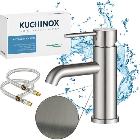 Robinet Noia - Acier inoxydable brossé - Résistant à la corrosion - Design moderne - Robinet de salle de bain