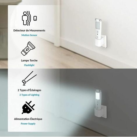 Lampe de poche à induction d'urgence Lampe Torche à Détecteur de Présence Angle Détection 60° 15 LED Rechargeable Batterie Blanc (1/3)