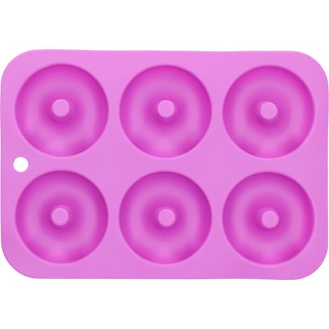 Silikon-Donutform mit 6 Mulden, antihaftbeschichtet, runde Schokoladenkuchenform, Backform für Küche und Backofen (Dunkelviolett) (1/5)
