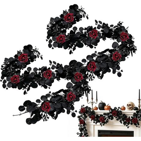 Guirlande d'halloween pour cheminée 2 Pièces Longues Réutilisables Guirlande Feuilles Artificielles Déco Halloween Pour Maison Salon Maison Hantée Cheminée Table Étagère Terrasse (1/5)