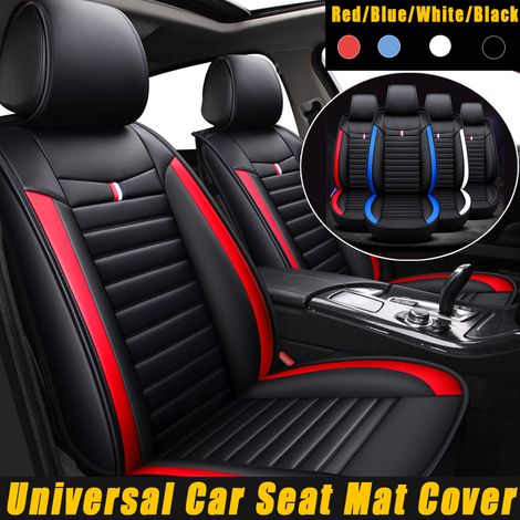 Couvre-siège avant de voiture universel en cuir PU – Housse respirante étanche – 4 couleurs disponibles : rouge, bleu, blanc, noir – Kingso (1/5)
