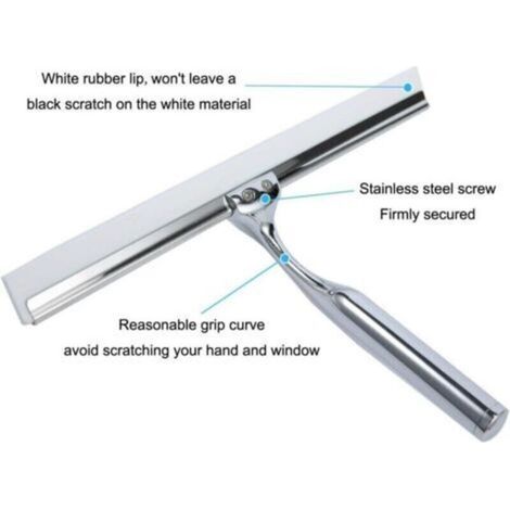 Raclette de douche, raclette à vitres, usage domestique, acier inoxydable, 25,8 x 16,5 cm, raclette de nettoyage pour vitres de salle de bain