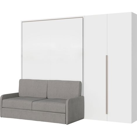 Letto matrimoniale a scomparsa 160 Versia con divano e armadio dx 2 ante bianco (1/5)