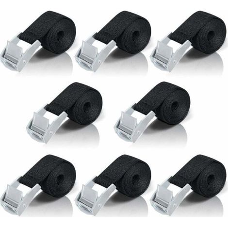 1M Tie-Down Straps, 8 Pieces Ratchet Straps with Zinc Alloy Fasteners for Securing Motorcycle/Car/Bike Rack/Luggage/Mobile Phone, Zipper, Map Plate Tensioner (1/4)