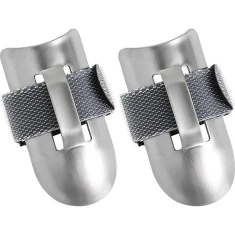 Paquet de 3 protège-doigts de cuisine réglables en acier inoxydable armure de doigt outils de cuisine coupe dés épluchage A35 (1/5)
