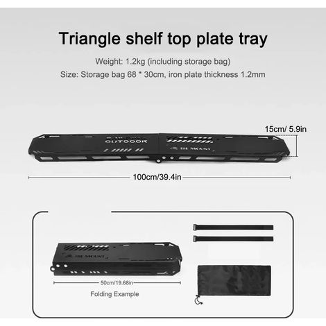 Support triangulaire pour trépied de camping pliable, plaque supérieure en alliage d'aluminium, crochet de rangement triangulaire avec trou de suspension. (1/4)