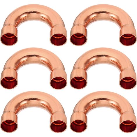 2pcs Raccord Coudé Cuivre pour Tuyaux Gaz, 22mm Tuyau d'Arrosage Durite Essence, Raccords Tuyauterie à Pression HVAC Climatisation Plomberie, Épaisseur 1mm - U Forme 5/8 Inch (1/5)