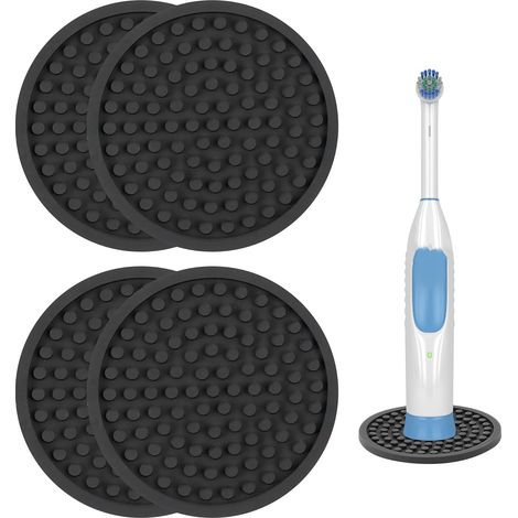 Porte Brosse a Dent Electrique 4 Pièces Petit Support Brosse a Dent Electrique Compact Porte Brosse à Dents Electrique pour Elektrische Zahnbürste électrique Brosses, Noir, 8x8cm (1/5)