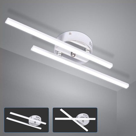 Plafonnier LED - 14 W - Design Bande Parallèle - 2 Bandes Lumineuses - Pour Salon Chambre À Coucher Salle À Manger - 1440 Lm - Blanc Froid - 1 Pièce (1/5)