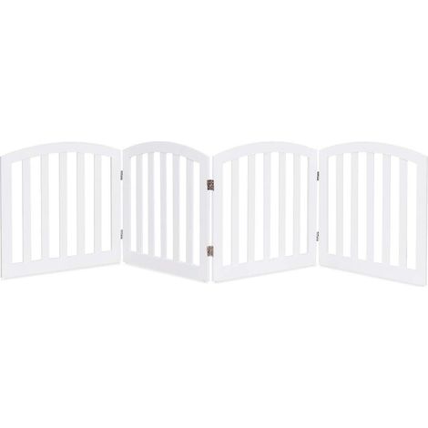 COSTWAY Barrera de Seguridad para Perros Mascotas Valla Protección de Madera Plegable Blanca (1/5)
