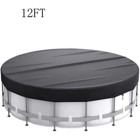 Bâche de piscine-Bâche de protection ronde pour piscine - avec cordon de serrage pour une utilisation facile -37020CM (12 pieds), noire (1/5)