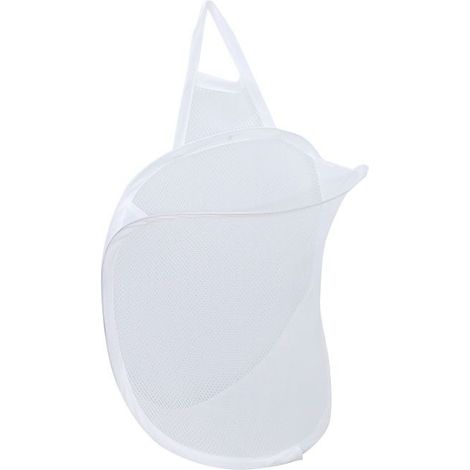 Panier à linge suspendu mural blanc, grand modèle pliable avec poignée, dimensions 39x31 cm, adapté pour chambre et salle de bain, lot de pièces pour rangement pratique (1/5)
