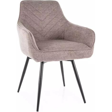 Chaise beige pivotante avec retour automatique et tissu FILIPE, pieds noir (1/5)
