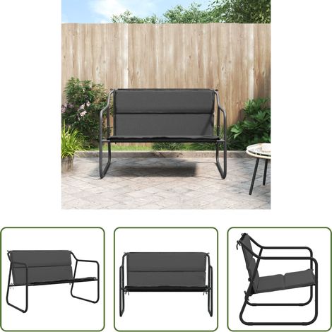 vidaXL Gartenbank mit Kissen - 2-Sitzer Gartenbank mit Kissen Anthrazit Stahl (1/5)