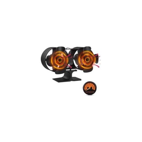 Double Motors Wood Stove ,8-Blade FanSilent Heat Warm Air Powered Fireplace Eco Stove Fan Small Size for Gas Pellet Wood Log Burning Stoves with Thermometer (1/5)