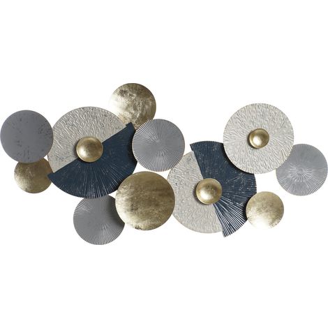 Metall Wanddekoration 135.3x5x68.6 Metall Blau Kreise Material Mehrfarbige Farbfamilie Wanddekorationen Details (1/4)