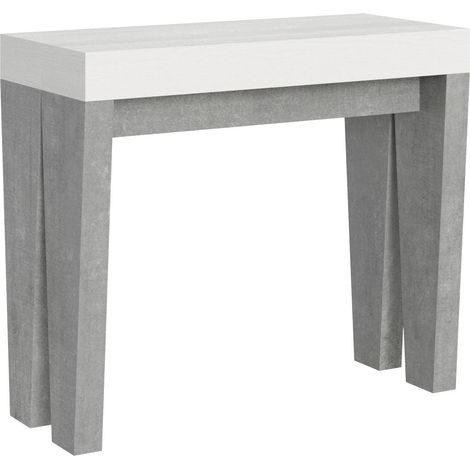 Consolle Allungabile 90-196x40x77 cm in Nobilitato Bianco e Grigio (1/4)