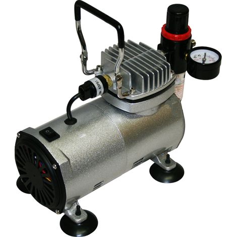 Bc-elec - TC-20B ÖLFREIER MINI-KOMPRESSOR AIRBRUSH KOMPRESSOR LEISE 0-4 BAR GRAU DRUCKMINDERER (1/4)