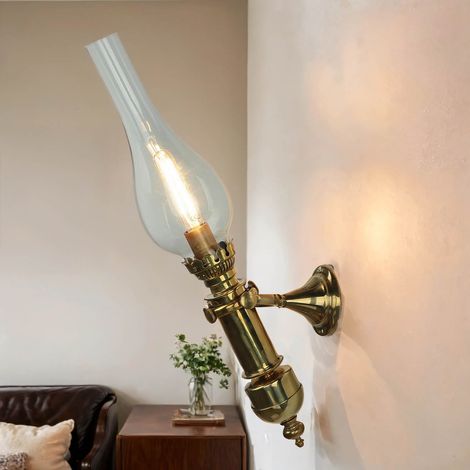 Wandlampe Messing Glas Jugendstil für E14 Flur Bad