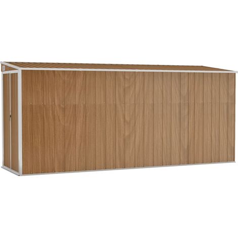 Caseta de jardín de pared marrón 118x382x178 cm acero galvanizado vidaXL