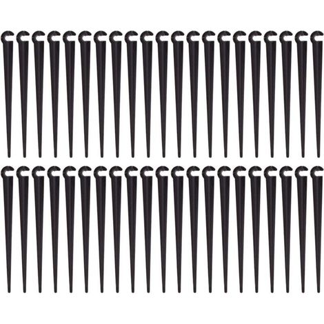 Estacas de soporte para manguera de riego, soporte de plástico para tubo de riego por goteo, herramienta de jardinería (paquete de 100) (1/4)