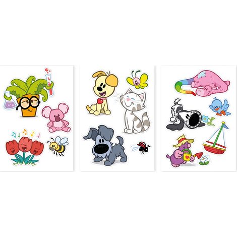Woezel & Pip Kinderzimmer Wandsticker 3-er Set A4 - 29,7x21cm (1/5)