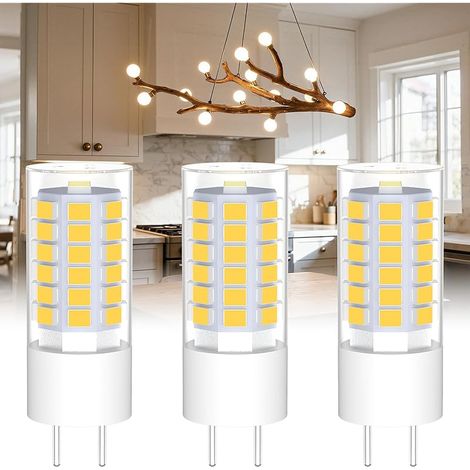 GY6.35/G6.35 LED 12V 4W, T4 JC Type Bi-Pin Base, Blanc Chaud 3000K, Remplacement 35W GY6.35/G6.35 Halogène pour Landscape Path Light, Suspension de cuisine, Non-Dimmable, 3 pièces (1/5)
