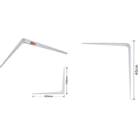 Trade Shop - SET 2 STÜCK REGALHALTERUNG UNTERSTÜTZUNG DREIECKIG METALL REGAL 40CM WEIß 91259 - (1/2)