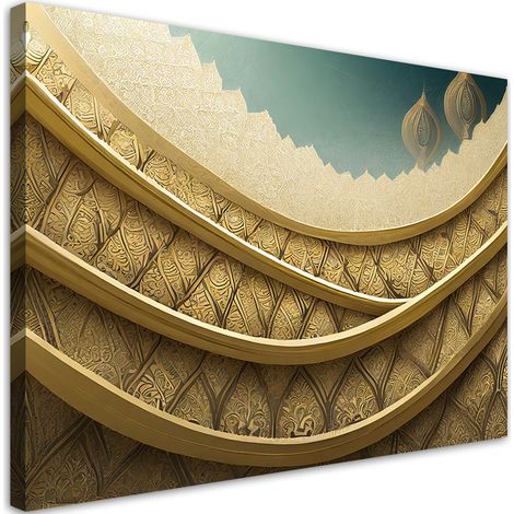 Tableau déco Or Symboles orientaux 90x60 (1/5)