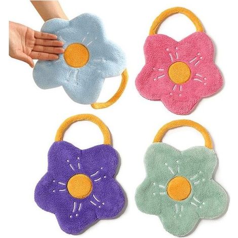 4 serviettes décoratives, serviettes d'invités à séchage rapide pour la salle de bain, adaptées aux toilettes, 4 couleurs assorties, ensemble de serviettes en coton amusantes et absorbantes.