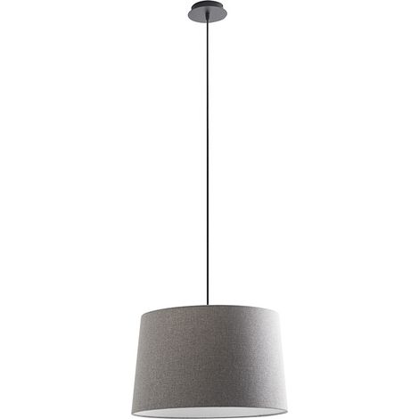 Vivien Sospensione Nera, Paralume Conico Grigio, Attacco E27, Potenza 75W, IP20, Diametro 48cm - Rossini Illuminazione (1/5)