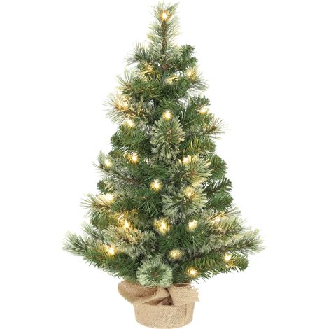 Petit sapin de Noël, 60 cm de haut, avec 35 lumières LED blanches, 68 branches épaisses et ignifugées, vert (1/5)