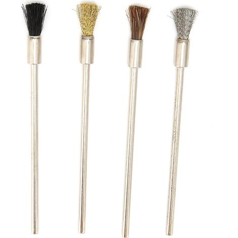 Stainless Steel Metal Brush Effective Cleaning Tool for Miniature Electronic Instruments and Jewellery, 4 Pack Brushes for Metal Surface Polishing (1/5)