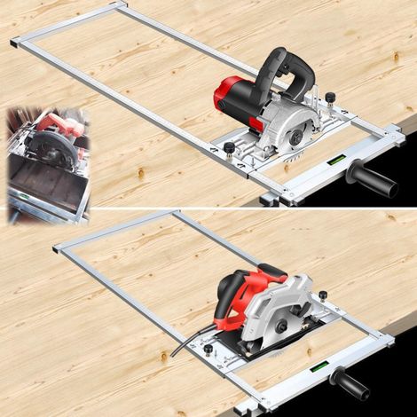 Positionneur De Bord - Pour Scie Circulaire Électrique - Cadre De Positionnement En Métal Pour Bois - Rails Jumelés - Règle Intégrée - 41,5 X 15 X 5,5 Cm - 1 Pièce (1/5)