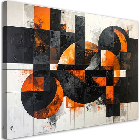 Stampe su Tela, Astrattismo cerchi forme nero arancione, 30x20 (1/5)