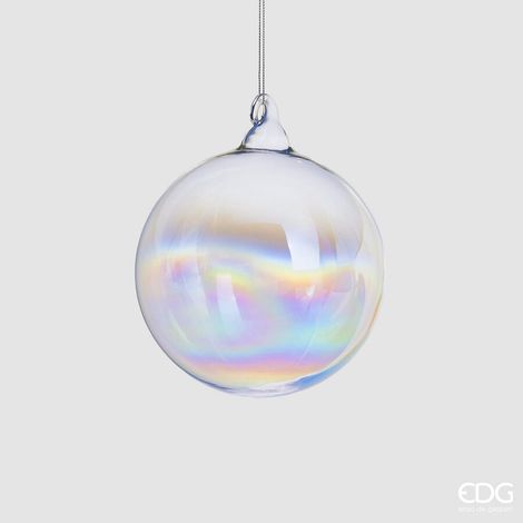 EDG Enzo De Gasperi Palla Natale Vetro Iride D 8 Cm Natural 1 Pz