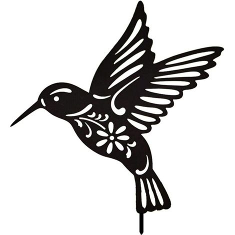 Stück Kolibri-Wanddekoration, schwarze Metall-Kolibri-Skulptur, Metall-Wanddeko, Eisen-Kolibri, Metall-Vogel-Wanddekoration für Garten, Hof, Landschaft (Schwarz) (1/5)