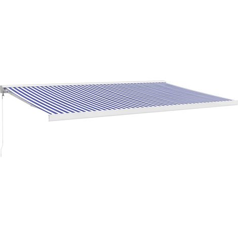 Maison Exclusive - Tenda da Sole Retrattile Blu e Bianca 5x3 m Tessuto e Alluminio