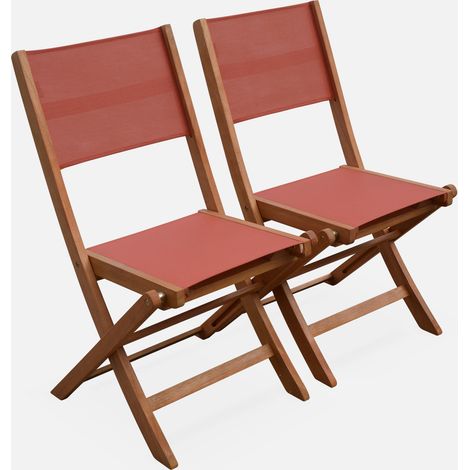 Silla de jardín plegable de madera de eucalipto, set de 2