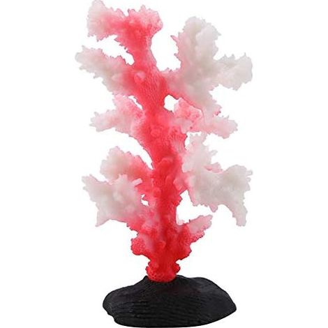 Décoration fantaisie pour aquarium : imitation corail, oursin, algue, corail fluorescent, arbre artificiel, 8 x 7,5 x 14 cm, rouge, 1 pièce (1/5)