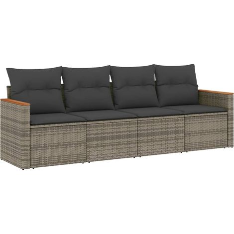 Maison Exclusive - 4-tlg. Garten-Sofagarnitur mit Kissen Grau Pol