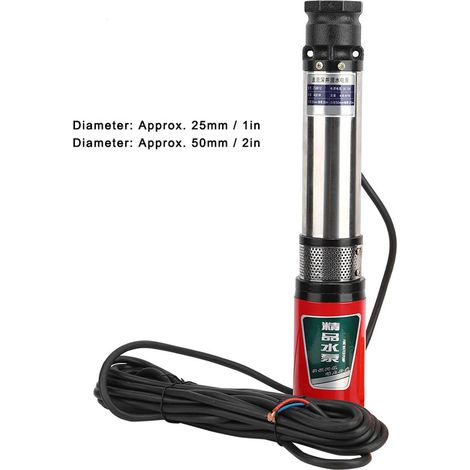 Pompe submersible pour puits profonds DC12V avec câble 2PI de 10 mètres (1/4)