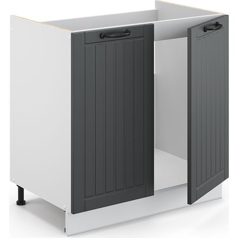 Armario bajo para fregadero Fame-Line, Antracita casa de campo, 80 cm , ET Roble, Vicco (1/5)