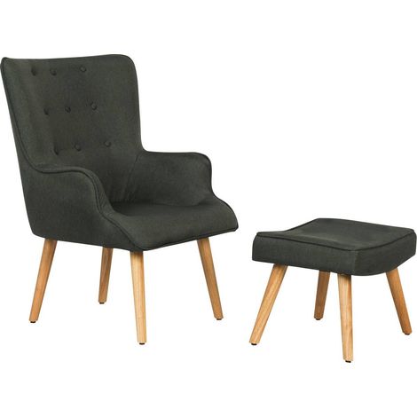 Sillón escandinavo en tela "Odense" - 73 x 81 x 92,5 cm - Gris oscuro