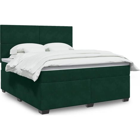 Boxspringbett mit Matratze Dunkelgrün 180x200 cm Samt (1/5)