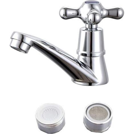 Einzelner Kaltwasserhahn, verchromter einzelner Kaltwasserhahn, Waschtischhahn, geeignet für Badezimmer, Toiletten, Waschbecken und Küchen, mit Filter.
