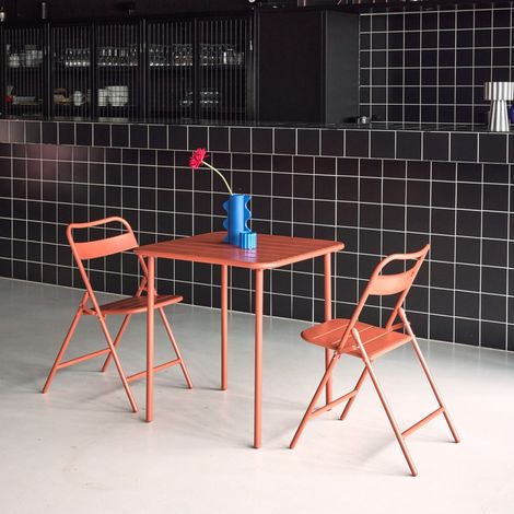 Table de jardin métal + 2 assises terracotta. Amelia 70 x 70 cm (1/4)