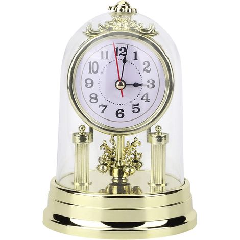 Horloges de cheminée Style rétro européen Horloge de Salon Antique silencieuse Horloge de Table pour Salon Chambre Bureau décoration intérieure 11 x 17 cm, Or (doré) (1/5)