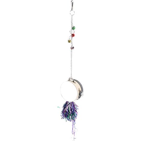 Jouet miroir tambour pour poules et poussins, jouet suspendu double face avec clochettes (1/5)